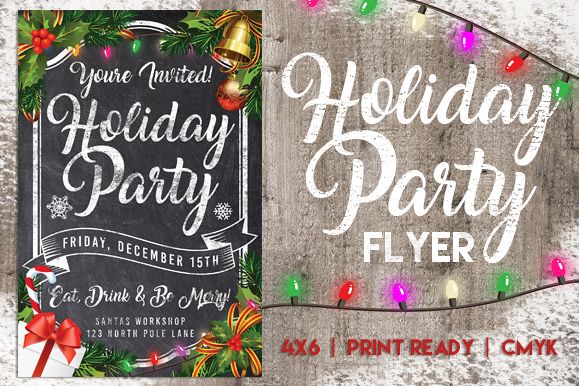 Chalk Christmas Holiday Party Flyer example image 1