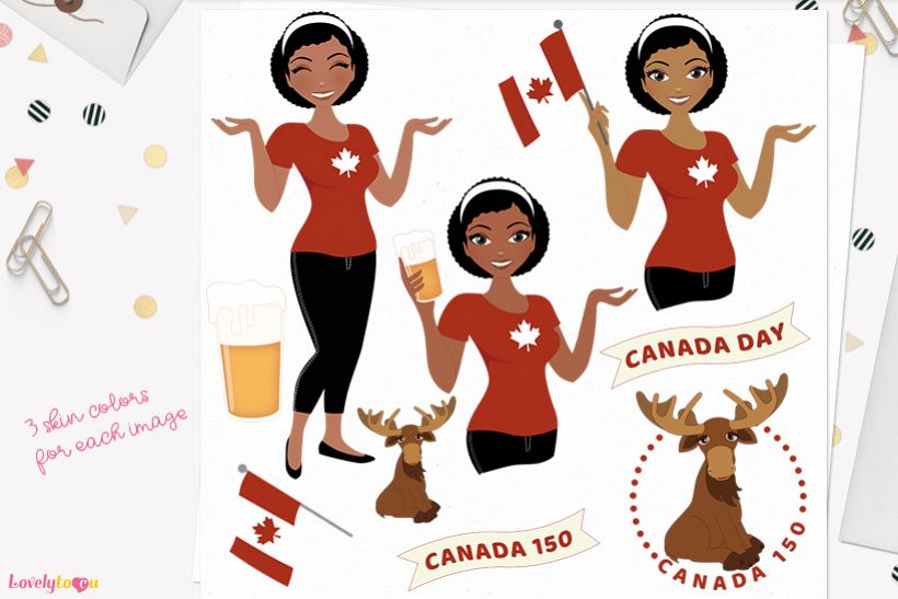 Woman Canadian character clip art L270 Neve example image 1