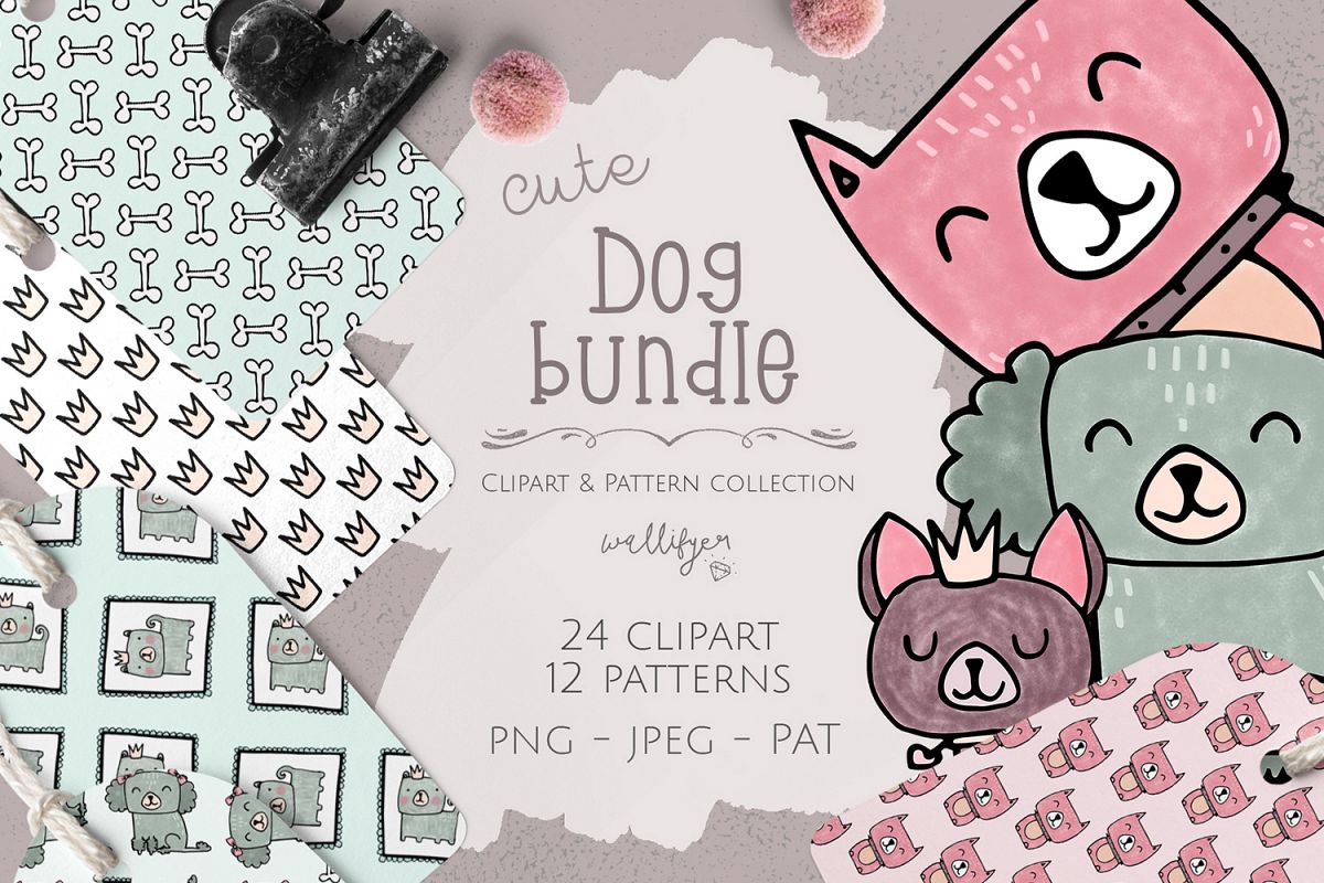 Dog clipart and patterns collection example image 1