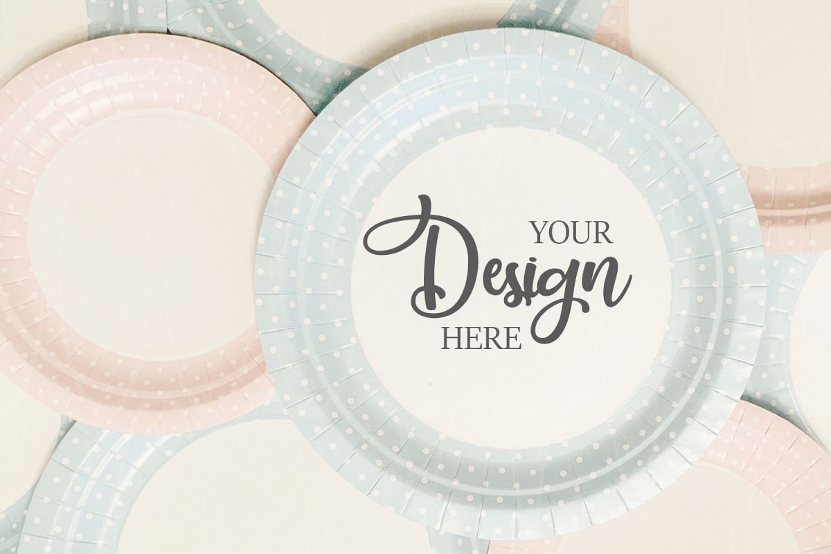 Styled Photo Product Blue and pink plates mockup example image 1