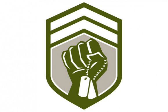 Clenched Fist Dogtag Crest Retro example image 1