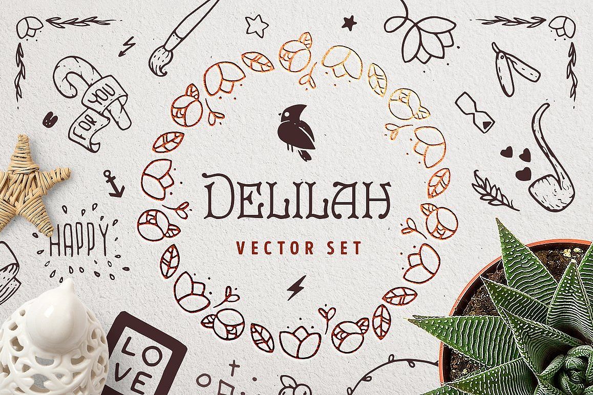 Delilah – Hand Drawn Vector Set example image 1