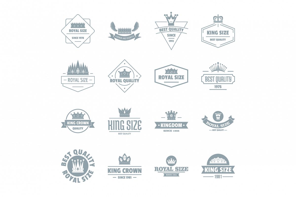 Crown royal logo icons set, simple style example image 1