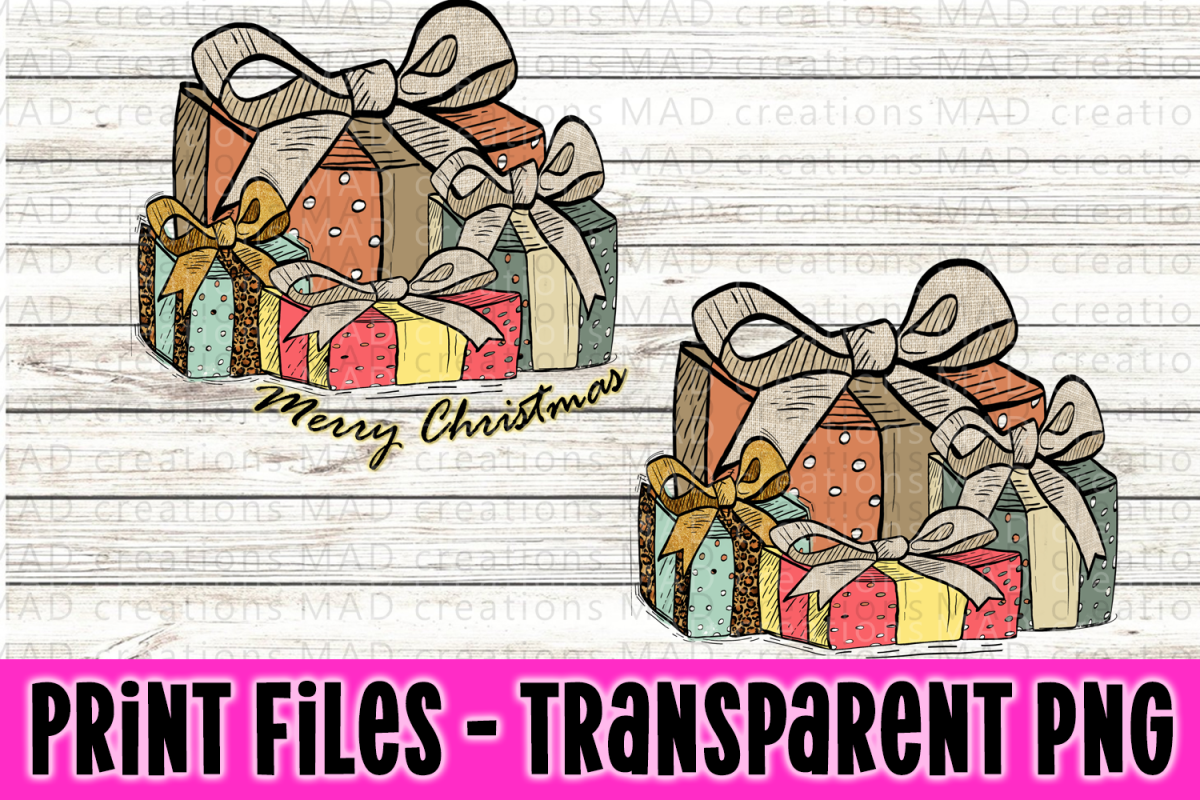 Christmas Present - Rustic Stacked Presents - Print File example image 1