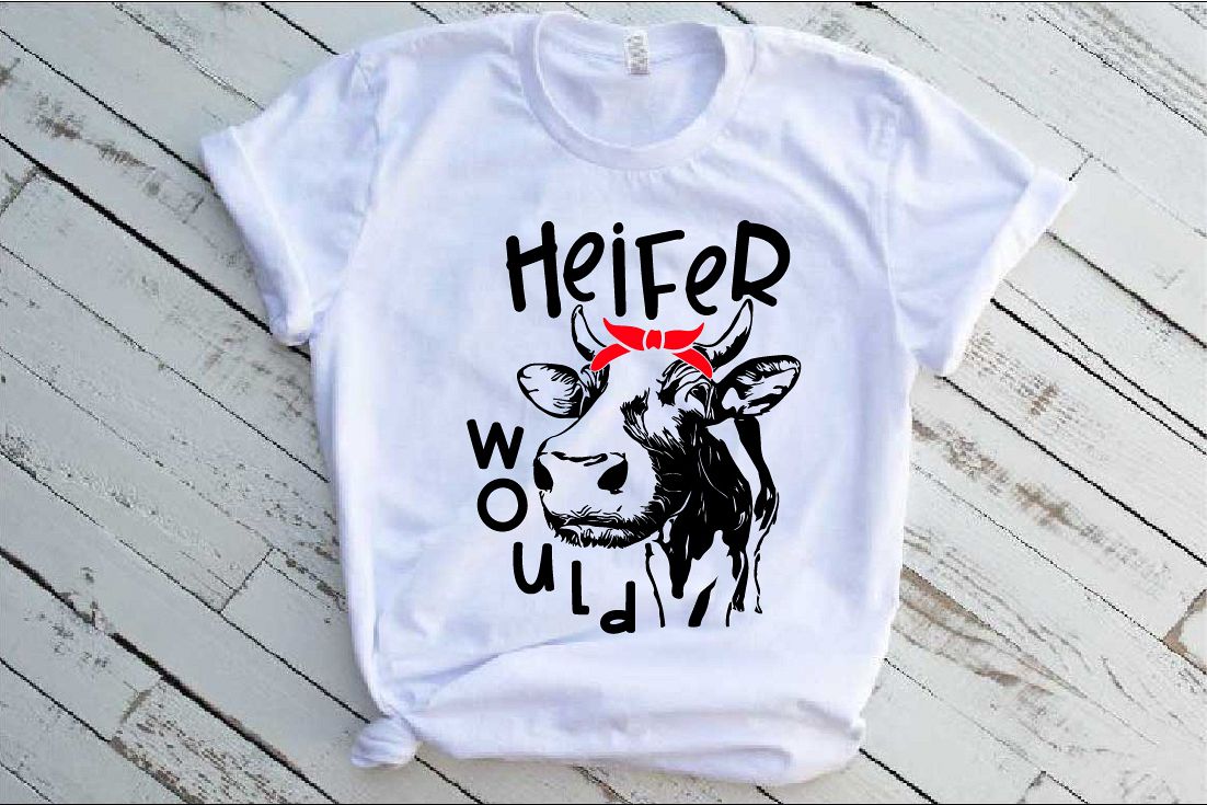 Heifer would SVG cattle Cow with Bandana 1382s example image 1