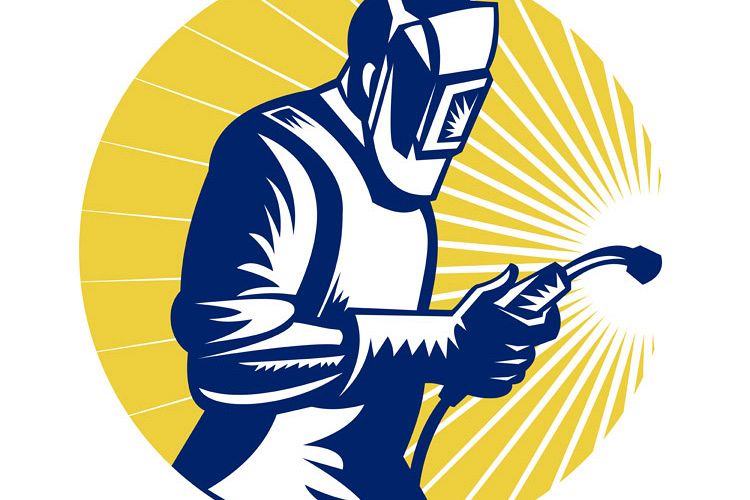 welder welding at work retro style example image 1