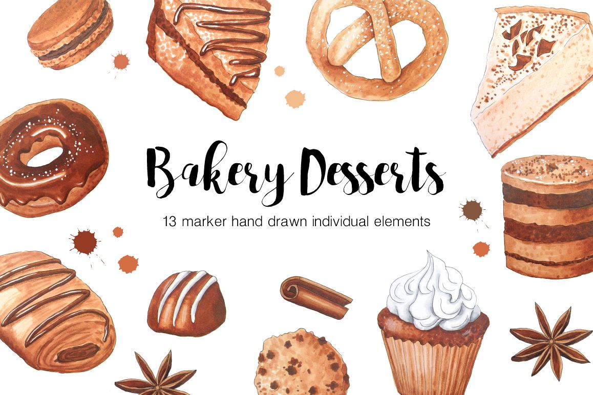 Marker Bakery Goods Drawing example image 1