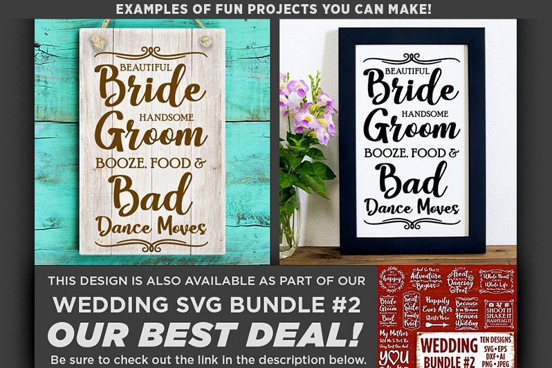 Beautiful Bride Handsome Groom Booze Wedding SVG File - 5518 example image 1