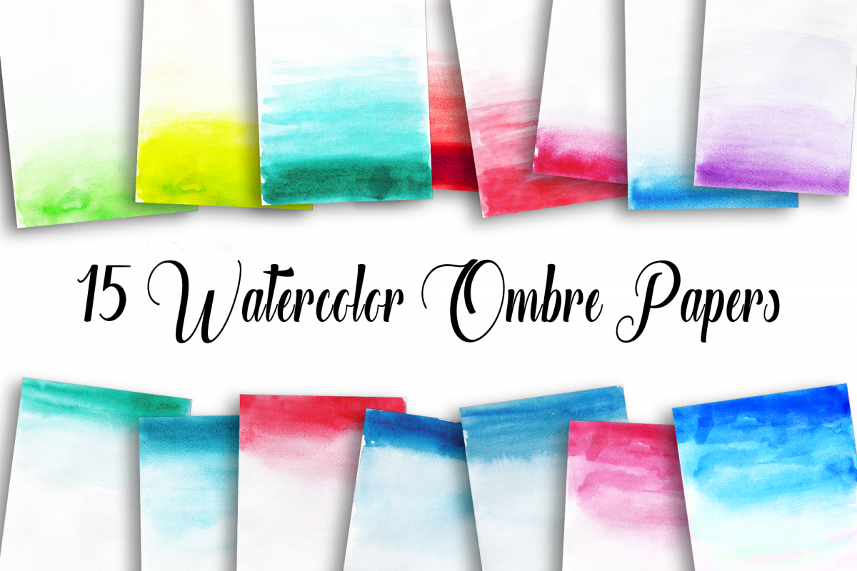 15 Watercolor Ombre Papers example image 1