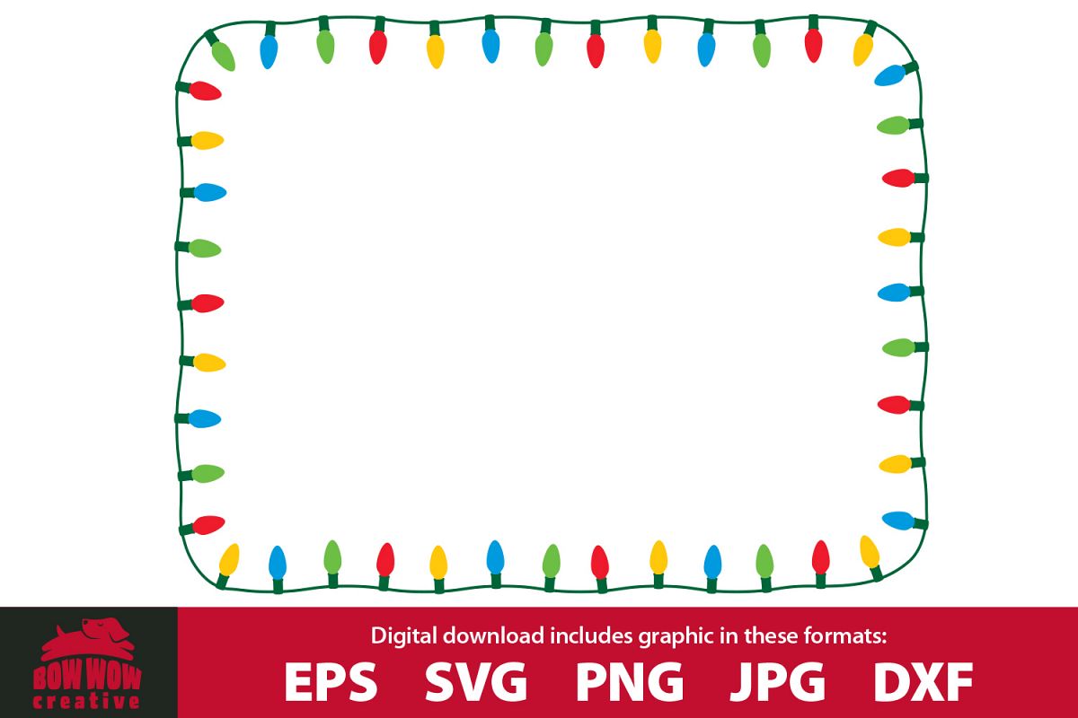 String of Vintage / Retro Christmas Lights Border / Frame example image 1
