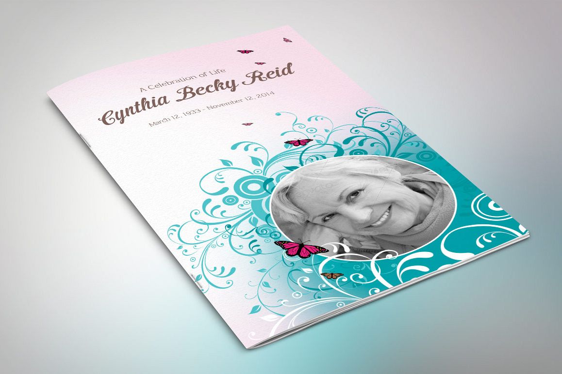 Flourish Funeral Program Template example image 1