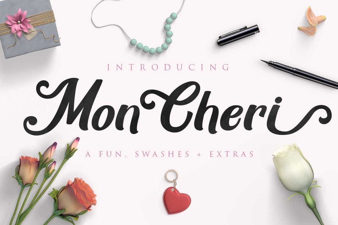 Mon Cheri Typeface + Extras example image 1
