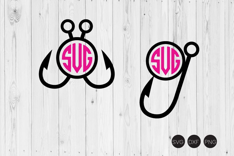 Download Fishing Hook Monogram SVG, DXF, PNG Cut Files (190473) | Cut Files | Design Bundles