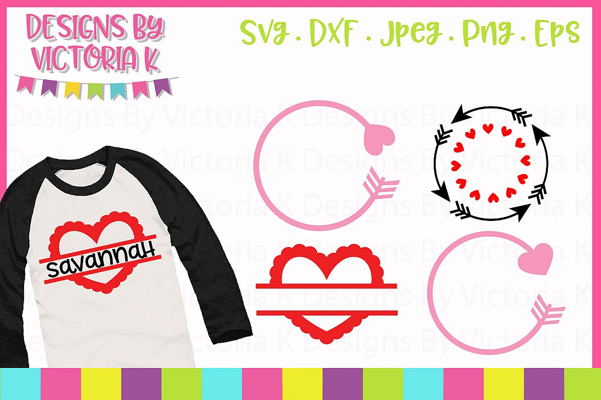 Valentine's Day Monogram Frame SVG Cut Files example image 1