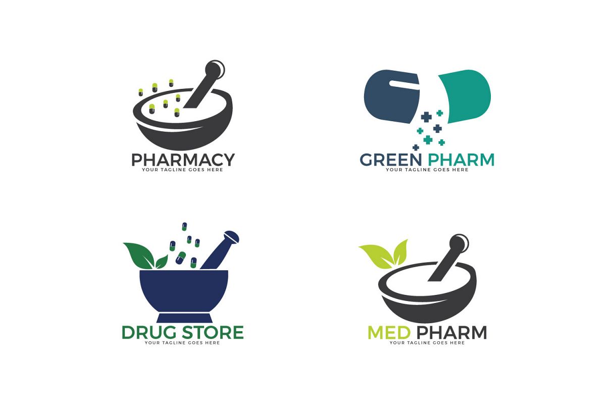 Set Of Pharmacy Logos. Pharmaceutical Company Logos. (174506) | Logos ...