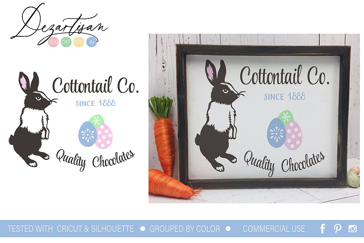 Cottontail Co Quality Chocolates Easter Bunny SVG example image 1