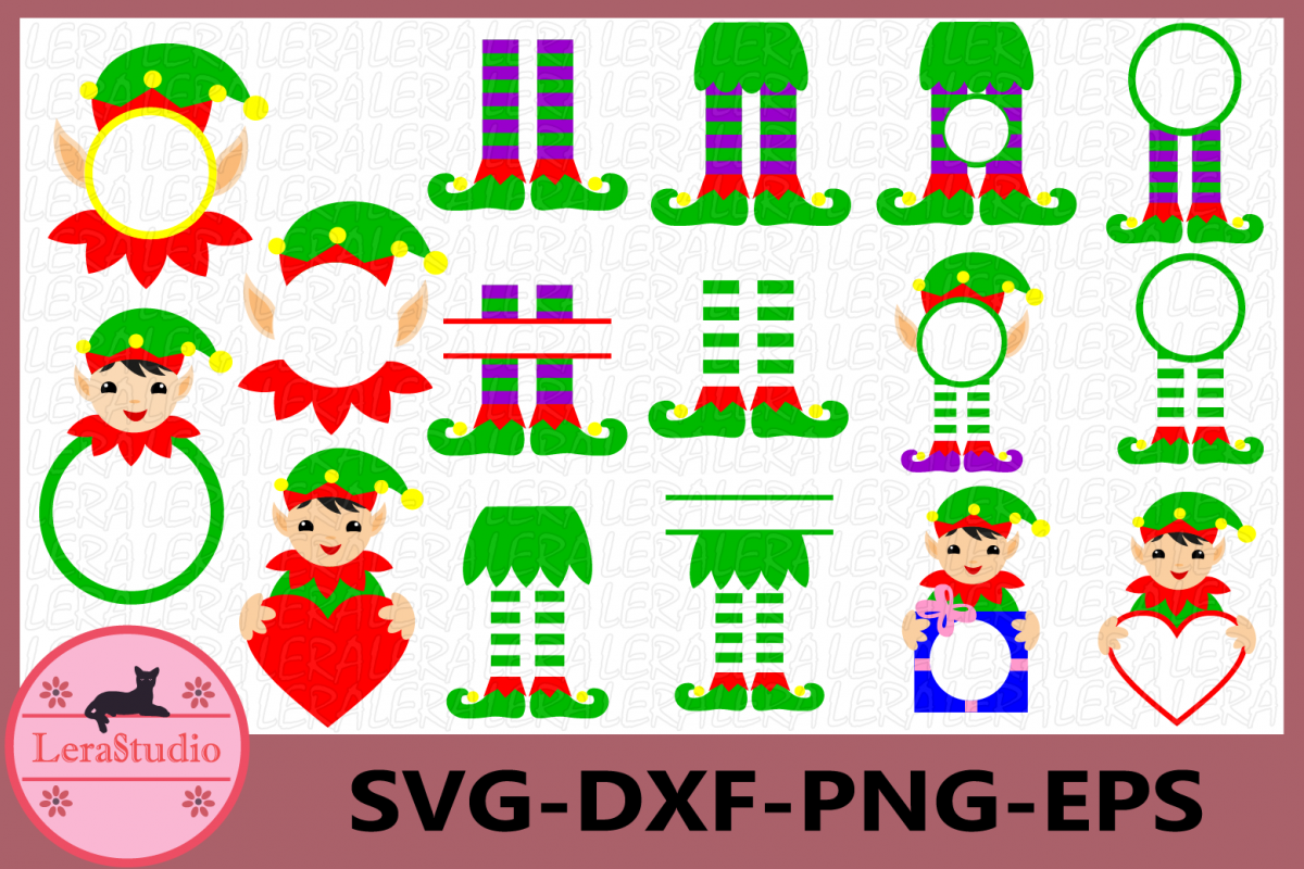Christmas Monogram Frame, Elf Monogram SVG, Elf legs svg example image 1