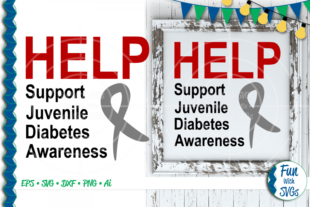 SVG Help Support Juvenile Diabetes, Cut File, FWS472 example image 1