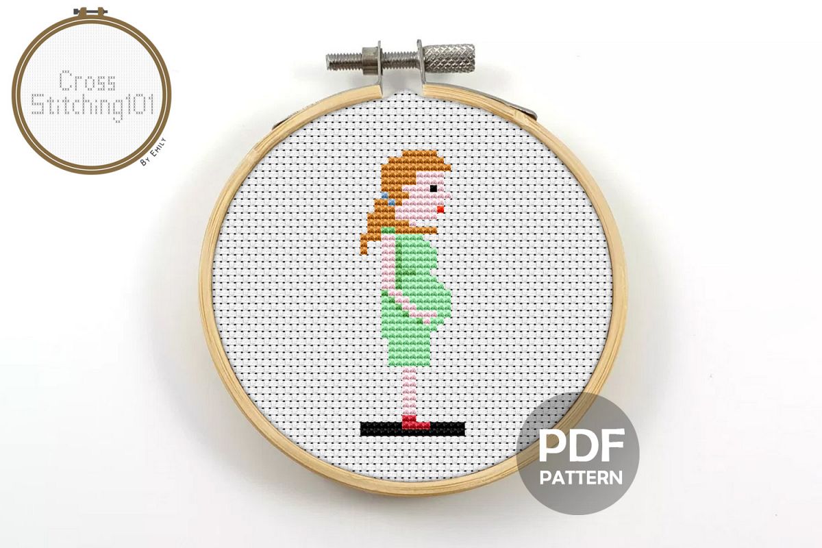 Pregnant Woman Cross Stitch Pattern - Instant Download PDF example image 1