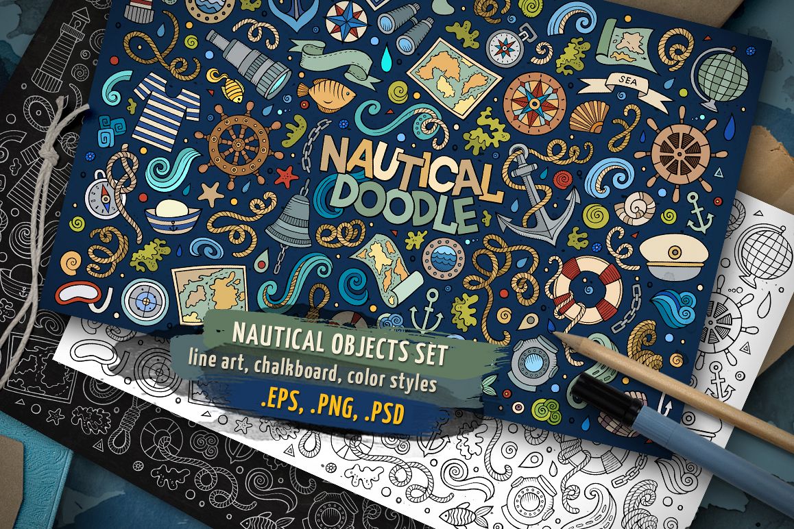 Nautical Objects & Symbols Set example image 1