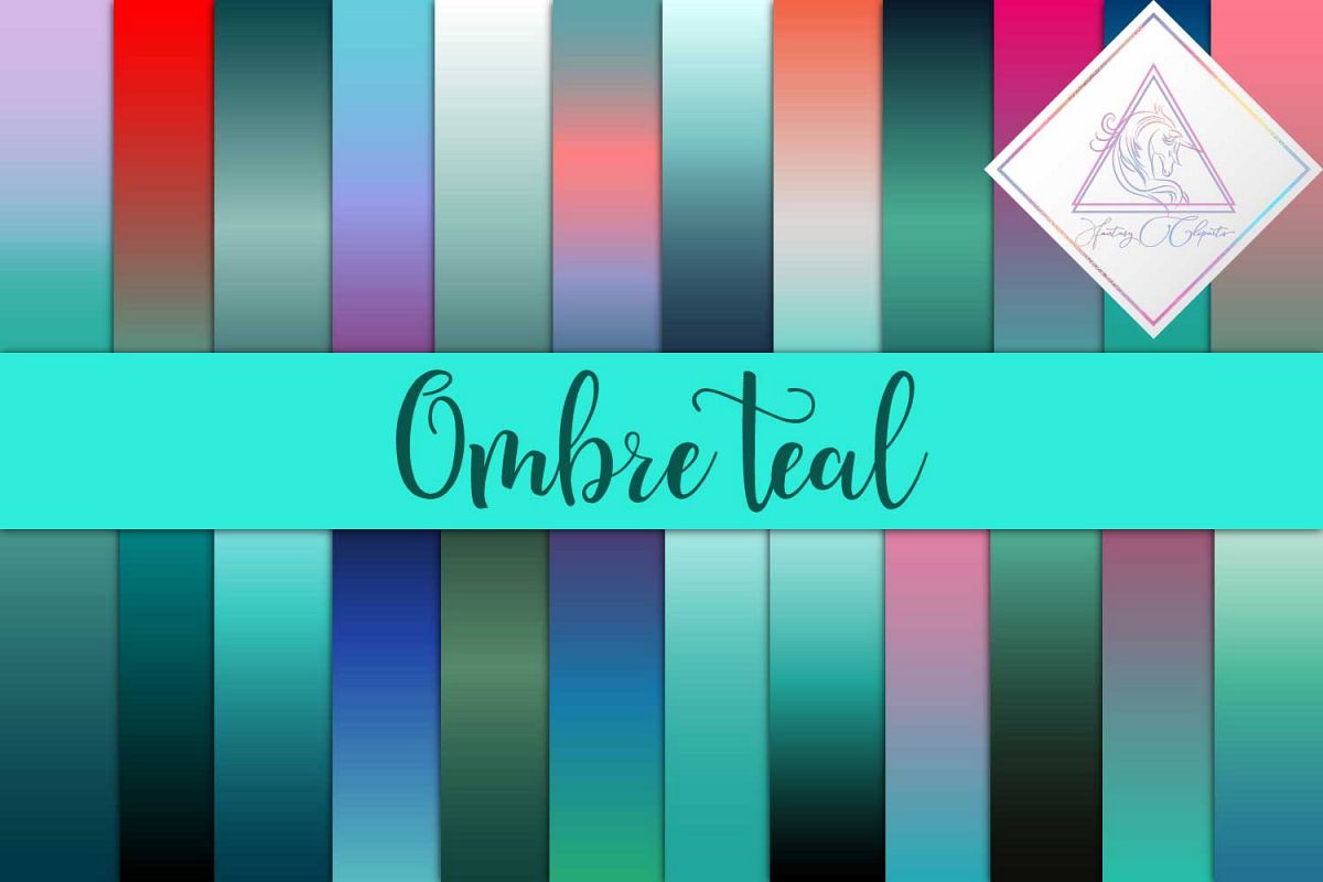 Ombre Teal Digital Paper example image 1