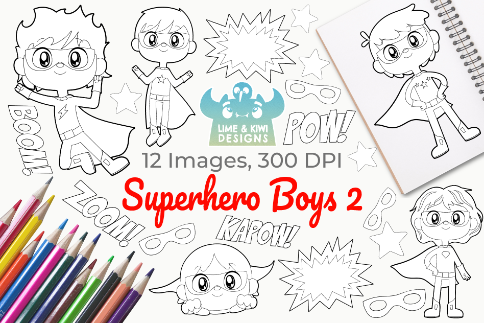 Superhero Boys 2 Digital Stamps example image 1