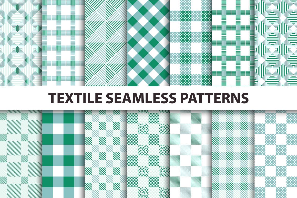 Green Textile Seamless Patterns. example image 1