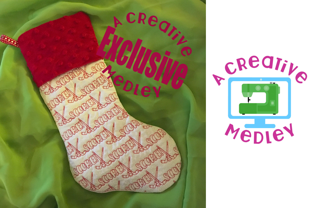 In the hoop Stocking with Cuff and Hockey Motif example image 1