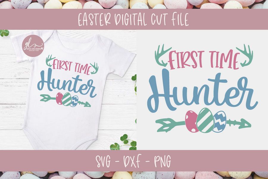 First Time Hunter - Easter SVG Cut File example image 1