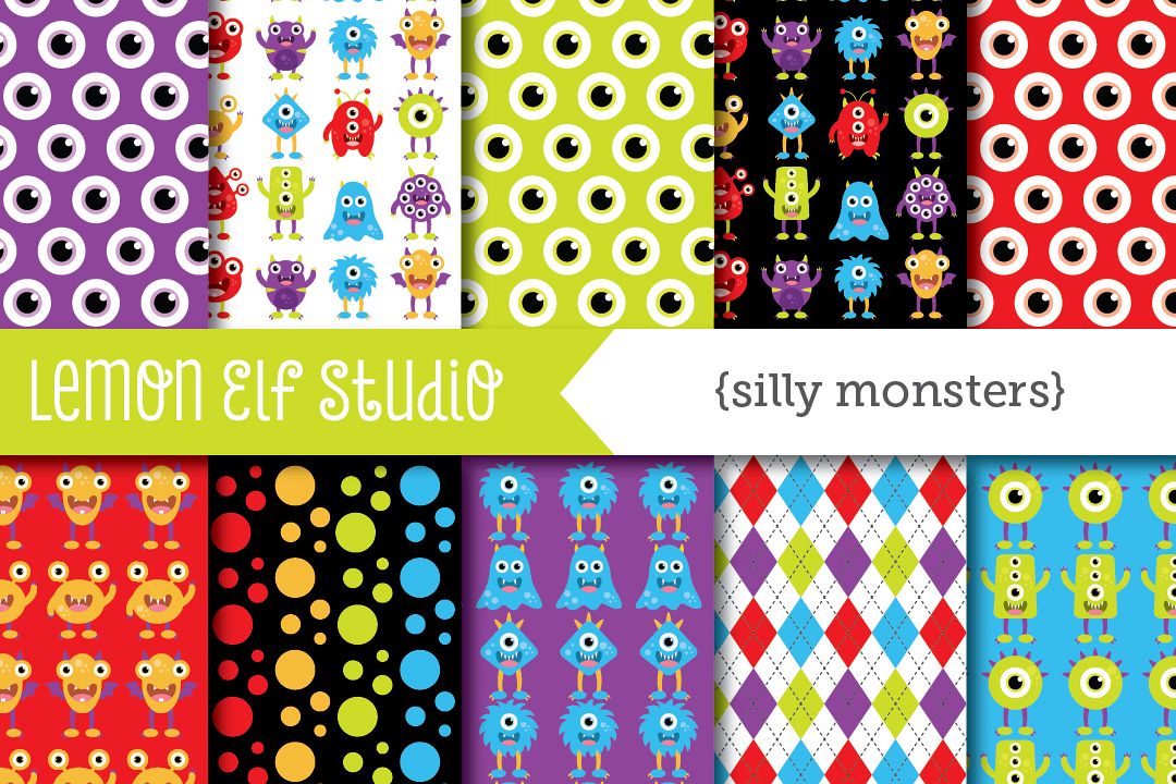 Silly Monsters-Digital Paper (LES.DP03A) example image 1