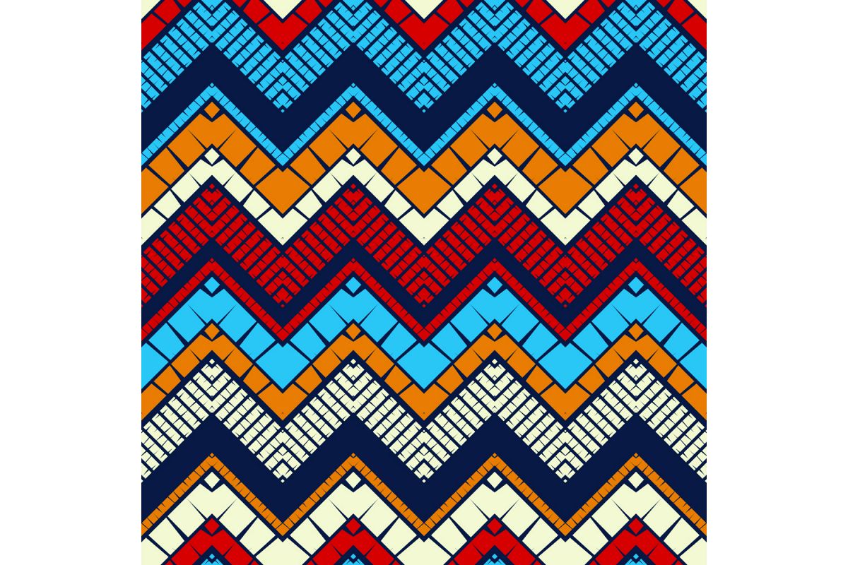 Mosaic of zigzag. Set of 10 seamless patterns. example image 1