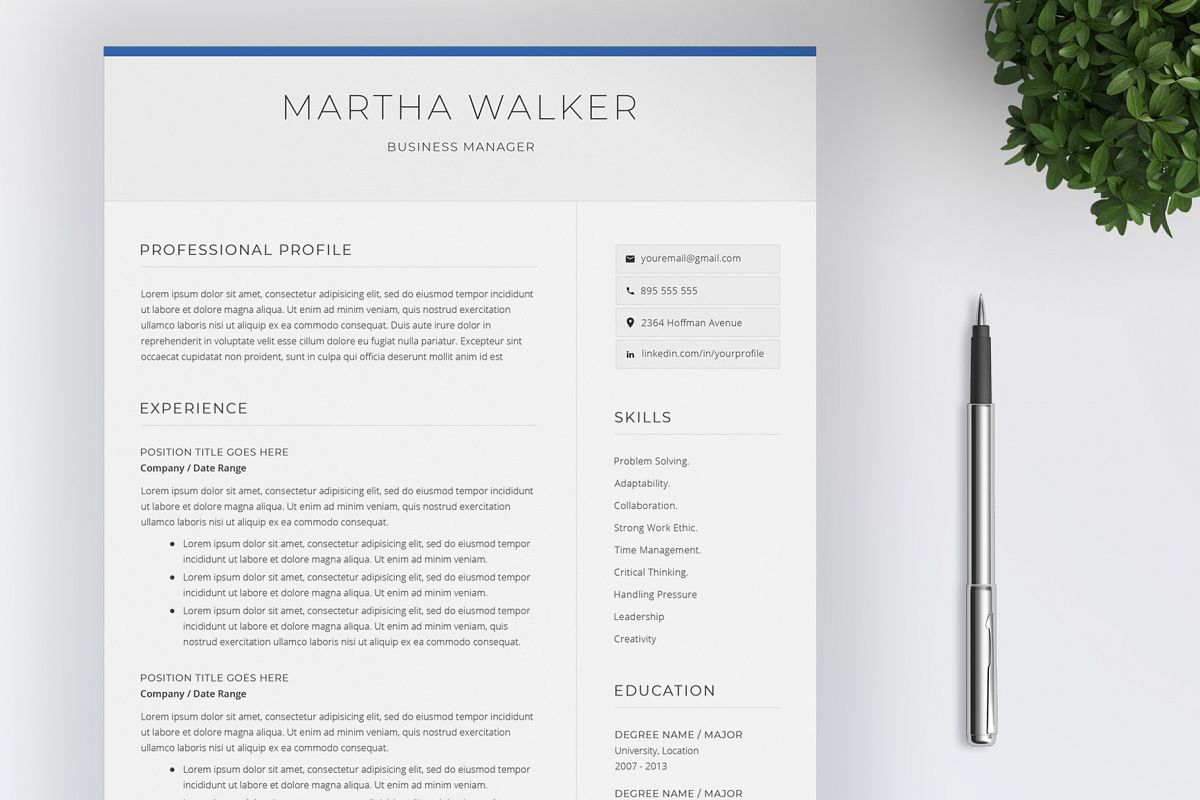 Resume Template and Cover Letter / 4 Pages example image 1
