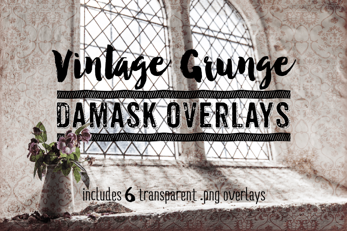 Damask Textures - Vintage Grunge Damask Overlay Textures example image 1