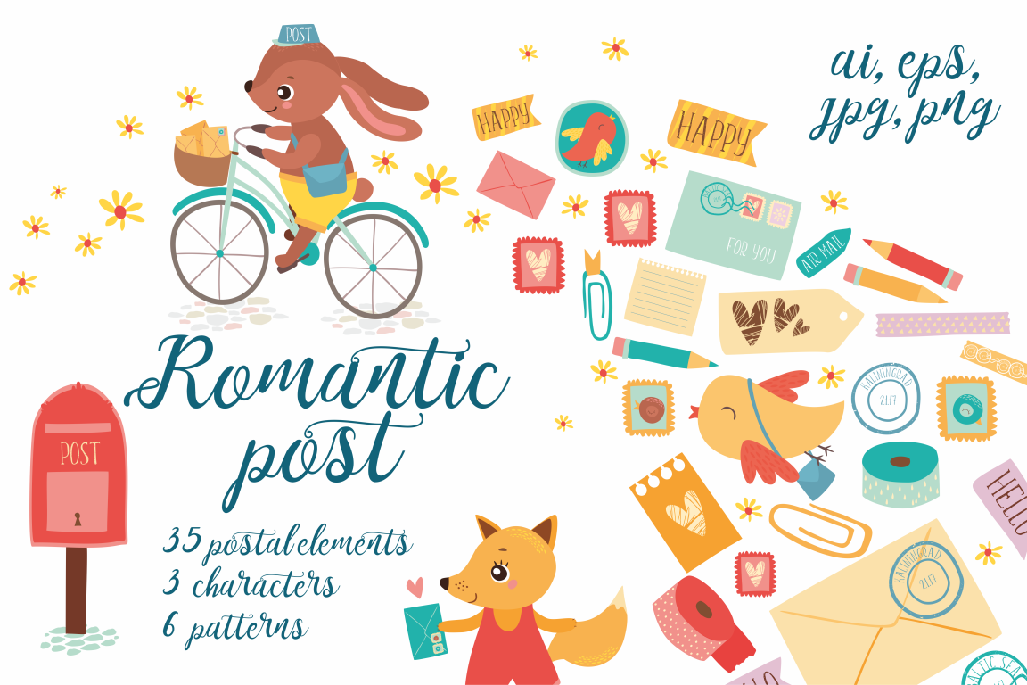 Romantic post / Scrapbooking set example image 1