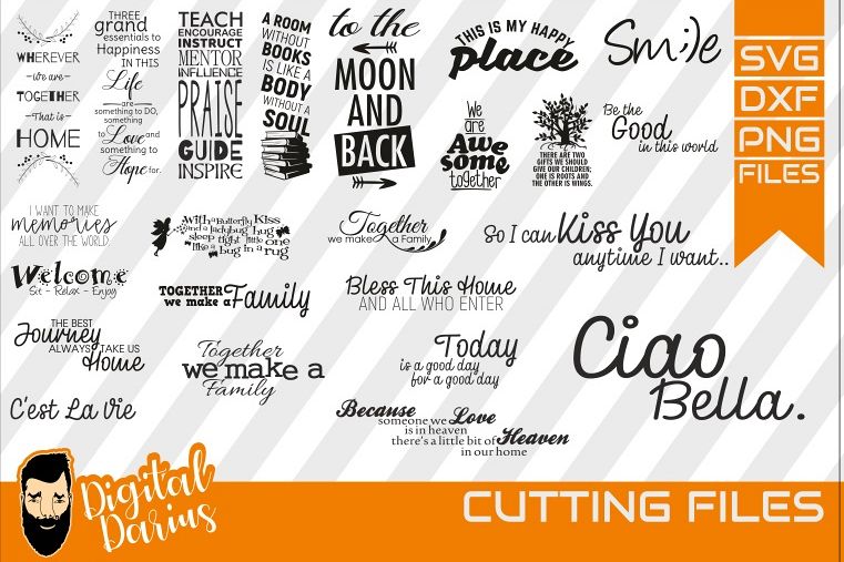 23x Family quote Bundle svg, Home svg, Together, Ciao Bella example image 1