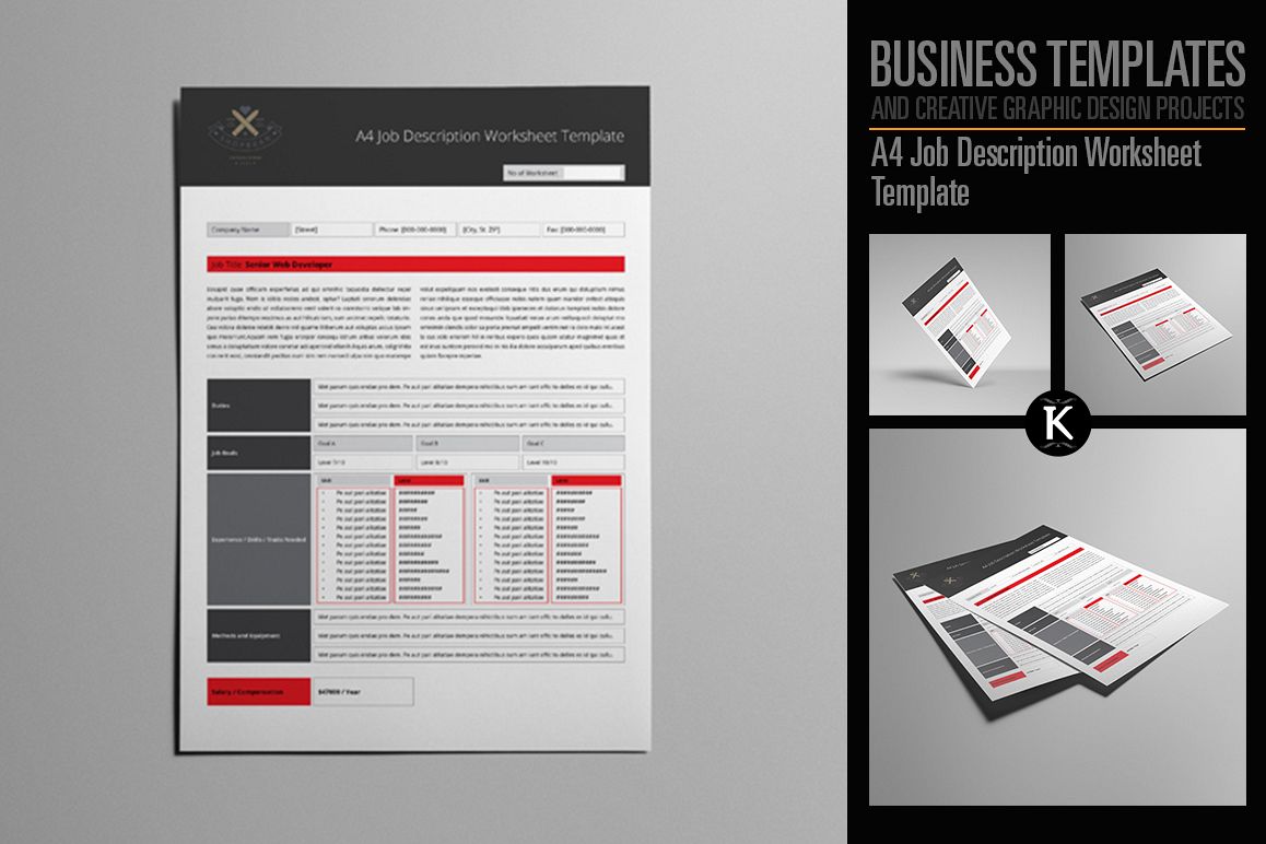 A4 Job Description Worksheet Template example image 1