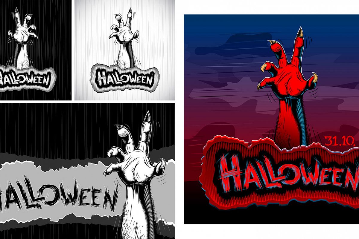 Vector Halloween Zombie Hand Vector Set example image 1