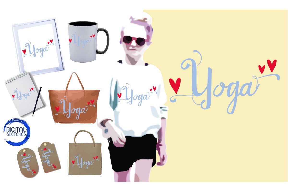 Saying Yoga Heart Cut File Vector Graphics Illustration example image 1