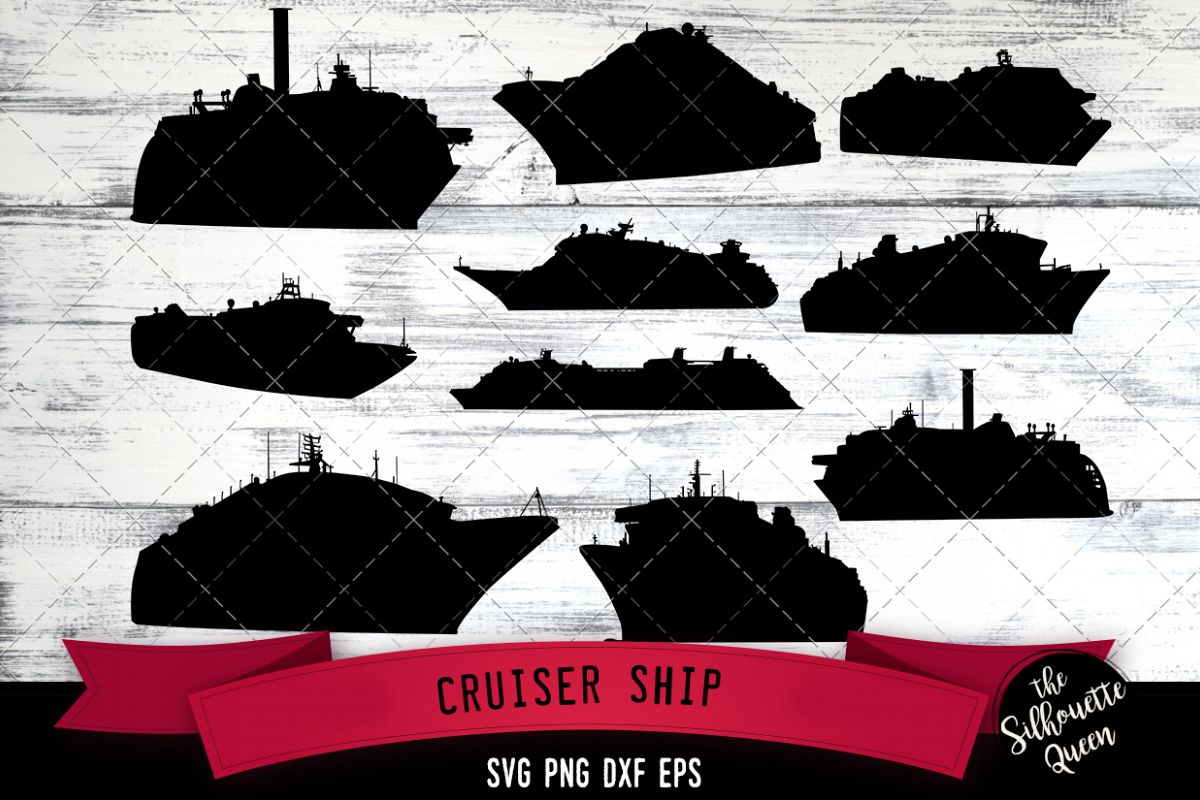 Cruiser Ship svg file, boat svg cut file, silhouette studio example image 1