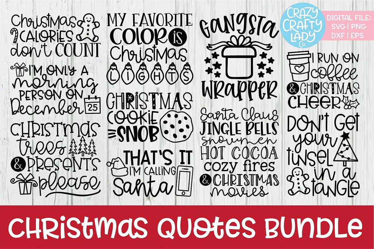 Christmas Quotes SVG DXF EPS PNG Cut File Bundle example image 1
