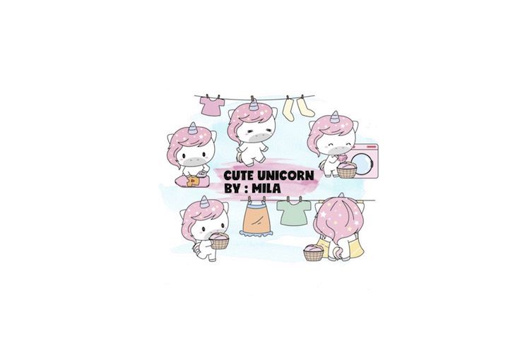 KAWAII UNICORN CLIPART BUNDLE PNG example image 1