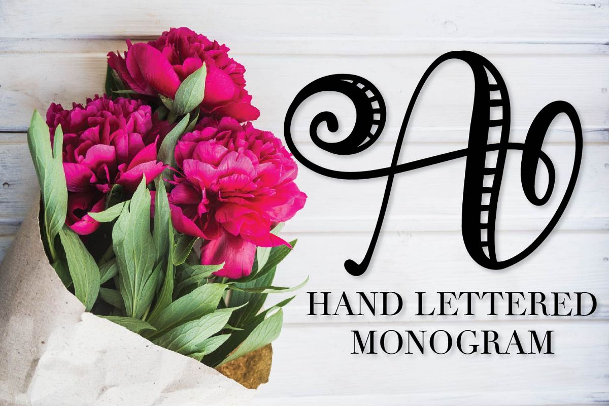 Hand Lettered Stripe Monogram Initials Font example image 1
