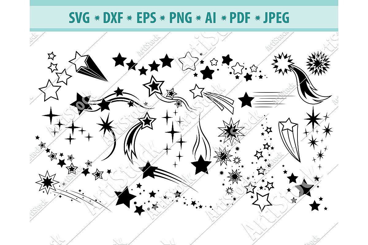 Shooting stars, Falling stars Svg, Comets Svg, Dxf, Png, Eps