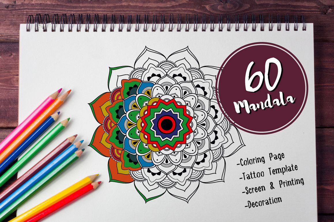 60 Mandala Tattoo & Coloring Page example image 1