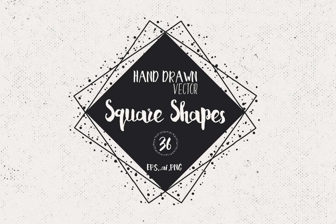 36 Hand Drawn Square Shapes - logo elements example image 1