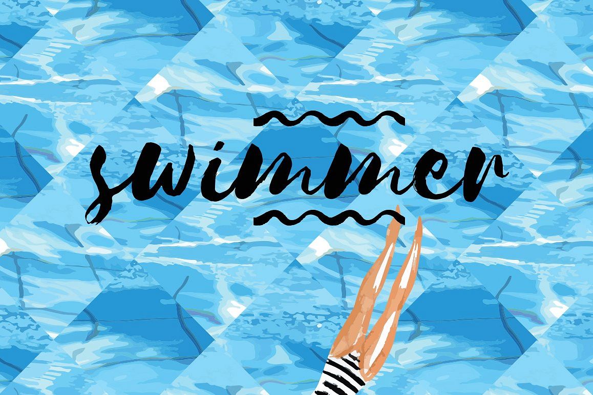 Swimmer watercolor set example image 1