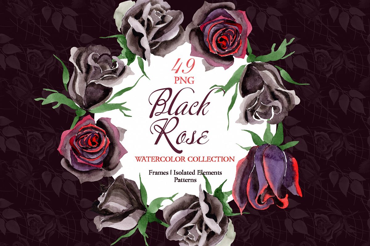 Exclusive black rose watercolor png example image 1