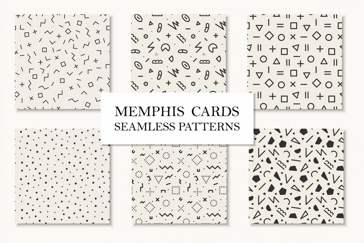 Memphis seamless patterns/cards example image 1