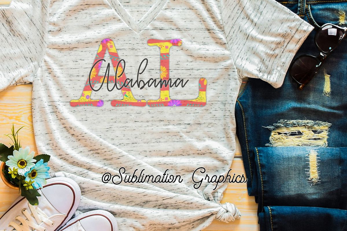 Mexican Floral Alabama Sublimation Digital Download example image 1