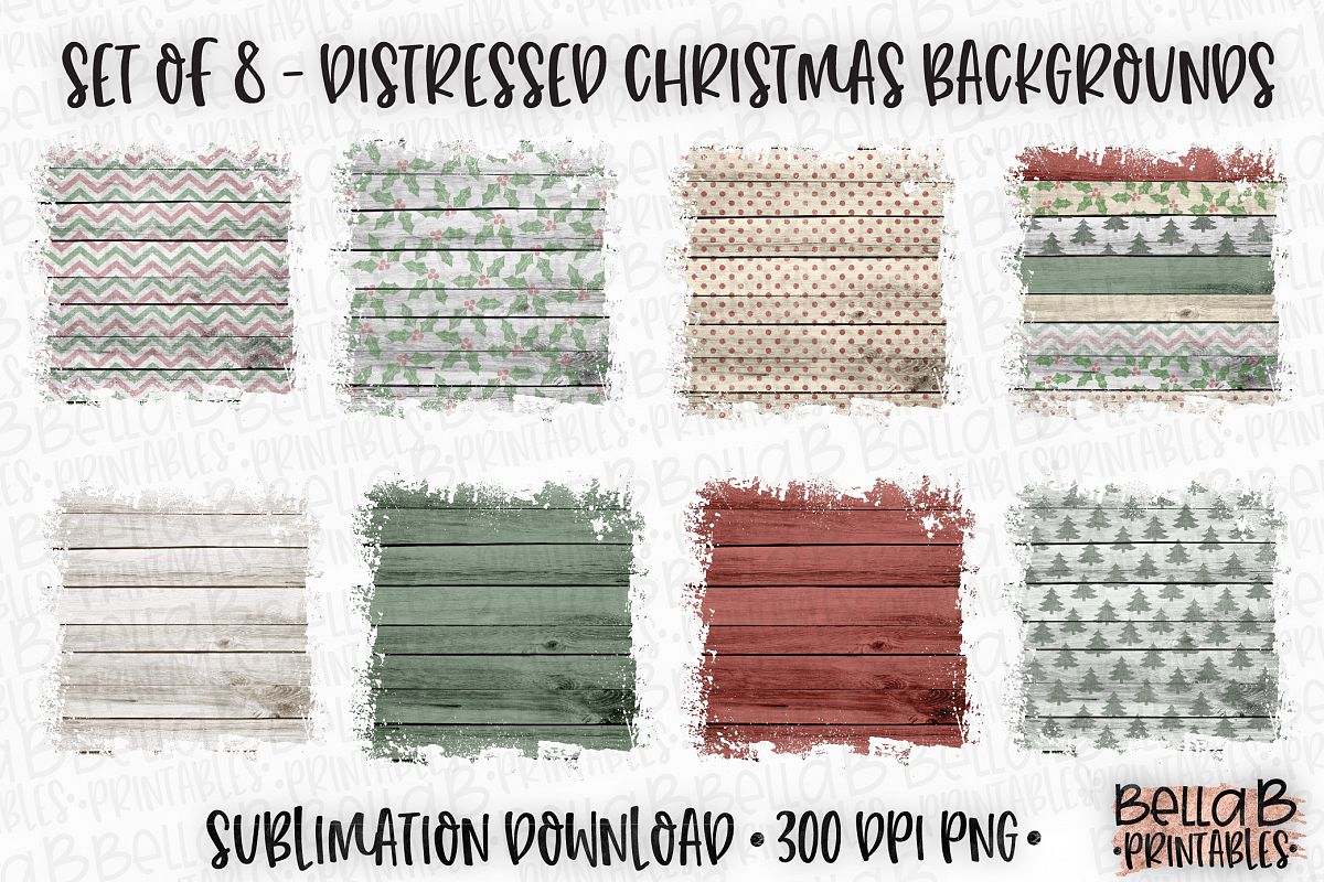 Sublimation Background Bundle, Distressed Christmas Wood example image 1